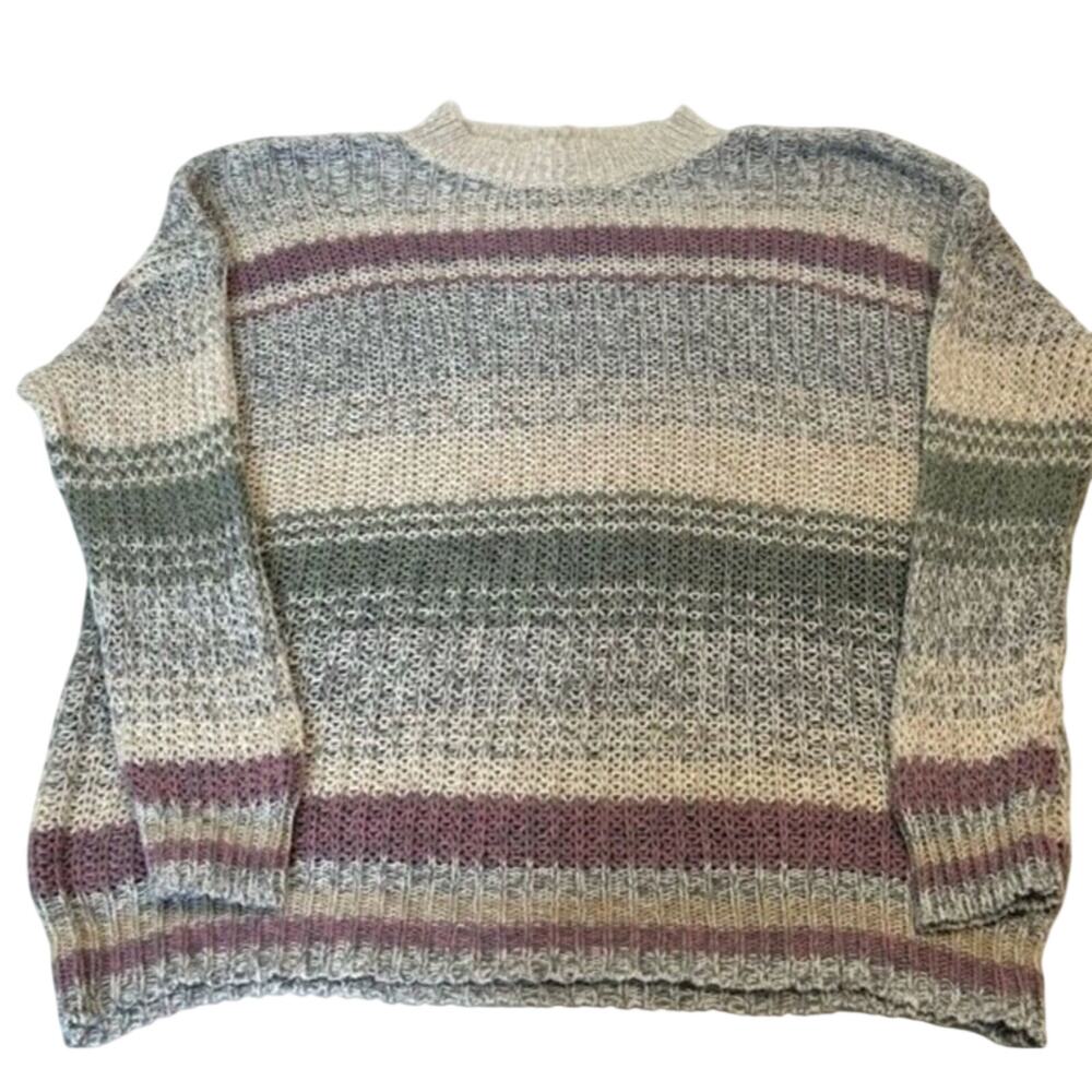 American Eagle Sweater Women's Crew Neck Long Sleeve Open Knit Gray Size Small